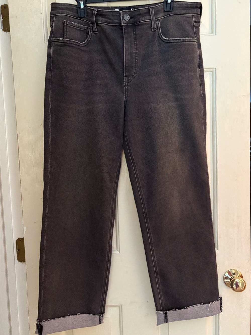 Kut From The Kloth Size 16 Straight Leg Black Washed Jeans